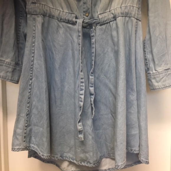 AllSaints SANKO Blue Denim Shirt Dress Button Front Drawstring - Picture 9 of 11